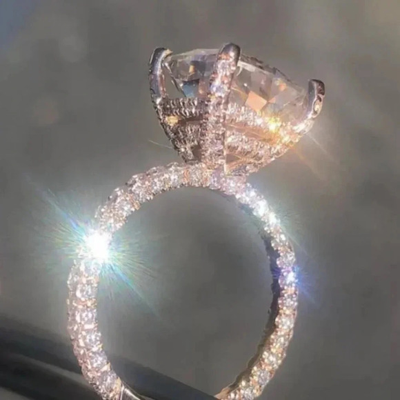 18K Rose Gold 6 Carat Huge Round Morganite Ring - Picture 3 of 7